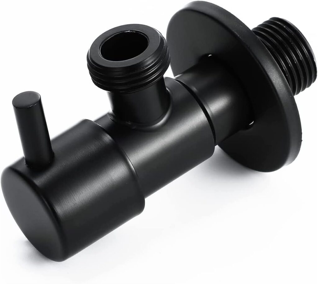 Royal Apex Angle Stop Valve 1/2 Inch x 1/2 Inch Matte Black Shut Off Water Control Single Handle Shower Triangle for Bathroom Toilet Bidet