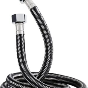Rubik 1.5 Meter Stainless Steel Braided Hose Hot Cold Water Flexible Plumbing Pipe 1/2inch for Bathroom Kitchen Sink Water Inlet Hoses Suitable for Toilet Taps Water Heaters