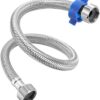 Shunle 2 pcs Flexible Braided Hose Pipe, F1/2" Stainless Steel Hot & Cold Connector Plumbing Water Pipe, For Water Heater Toilet Seat Kitchen Bathroom Washbasin (40cm)