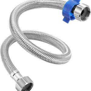 Shunle 2 pcs Flexible Braided Hose Pipe, F1/2" Stainless Steel Hot & Cold Connector Plumbing Water Pipe, For Water Heater Toilet Seat Kitchen Bathroom Washbasin (40cm)