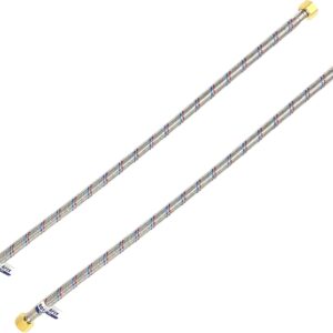 Royal Apex 2 Pcs Stainless Steel Flexible Hose Pipe | SS Mesh Braided with 1/2 to 1/2 Inch Brass Female Threaded Nut | Water Heater Hose 120,90,60,45,30cm (60cm (1/2" to 1/2"))