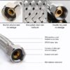 Shunle 2 pcs Flexible Braided Hose Pipe, F1/2" Stainless Steel Hot & Cold Connector Plumbing Water Pipe, For Water Heater Toilet Seat Kitchen Bathroom Washbasin (40cm) - View 6