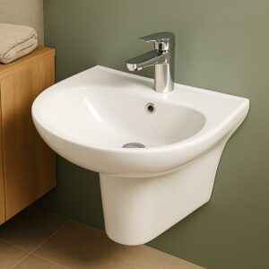 Milano Wash Basin with Pedestal - White -ON-0013 140500200650