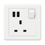 ABB 1 Gang 13Amp Switch Socket Double Pole with USB, Inora BL261, White