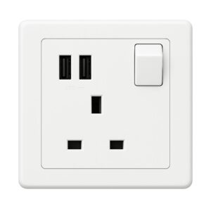 ABB 1 Gang 13Amp Switch Socket Double Pole with USB, Inora BL261, White