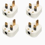 Pack of 4 13A Top Plug 3 Pin Fused – White