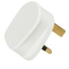 RR Fused 13A Plug Top UK 3Pin British Connector Cord - White