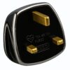 RR Black Fused 13A Plug Top UK 3Pin British Plug Connector Cord Adapter Electrical Plug Socket Mains Top