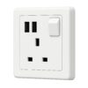 ABB 1 Gang 13Amp Switch Socket Double Pole with USB, Inora BL261, White - View 2