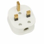 RR Fused 13A Plug Top UK 3Pin British Connector Cord – White
