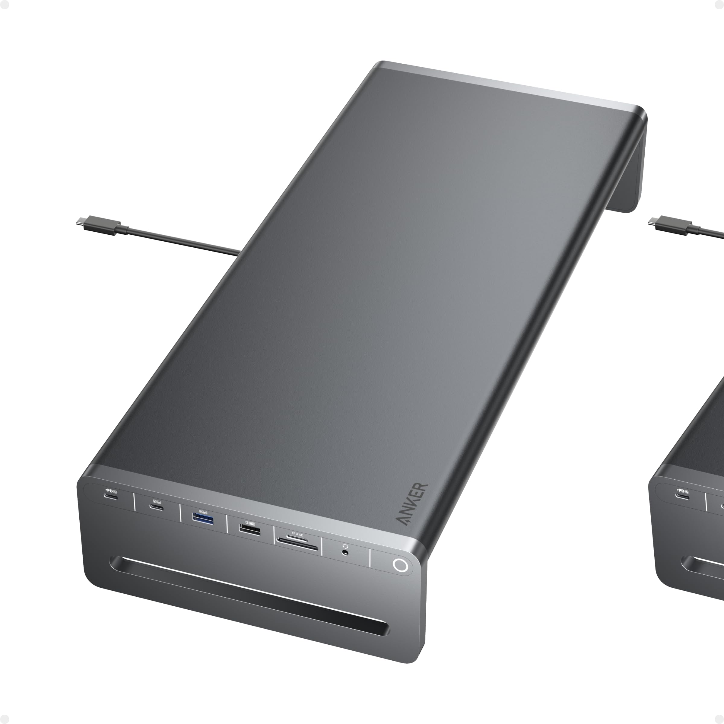 Anker USB-C Hub, 10-in-1 Aluminum Monitor Stand with 100W PD, 5Gbps USB Ports, and 4K@60Hz HDMI Display, Built-In 3.3 ft Cable, Clutter-Free Desk for MacBook, Dell, and Full-Function USB-C Devices