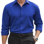 COOFANDY Mens Stretch Dress Shirts Long Sleeve Button Down Shirt Regular Fit Formal Business Shirts