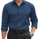 COOFANDY Mens Stretch Dress Shirts Long Sleeve Button Down Shirt Regular Fit Formal Business Shirts