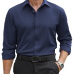COOFANDY Mens Stretch Dress Shirts Long Sleeve Button Down Shirt Regular Fit Formal Business Shirts