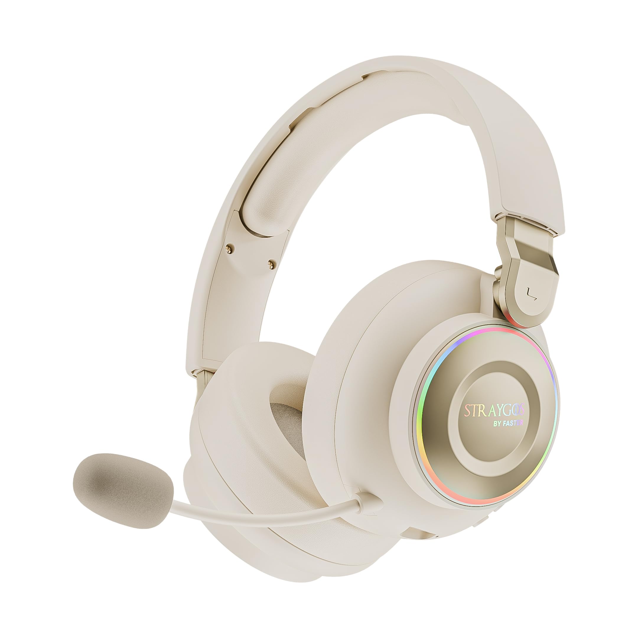 FASTER BG600 STRAYGOS Wireless Gaming Headset - Tri Mode 2.4GHz/Bluetooth/Wired, Ultra Low Latency, 50mm Drivers, ENC Noise-Canceling Mic, RGB Lights, 10H Playtime, Over-Ear for PS5/PS4/PC/Xbox/Switch