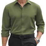 COOFANDY Mens Stretch Dress Shirts Long Sleeve Button Down Shirt Regular Fit Formal Business Shirts