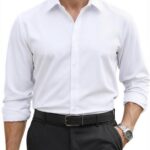 COOFANDY Mens Stretch Dress Shirts Long Sleeve Button Down Shirt Regular Fit Formal Business Shirts