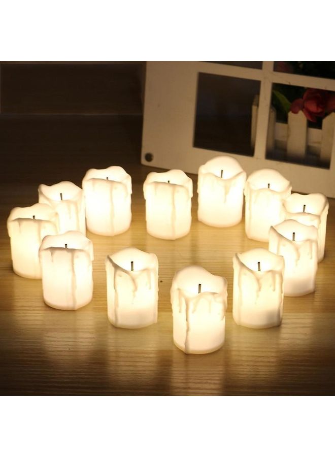 ZENHOME 12-Piece LED Battery Operated Pillar Candle Set Warm White 3.5 X 5cm | Best Price UAE | Dubai, Abu Dhabi