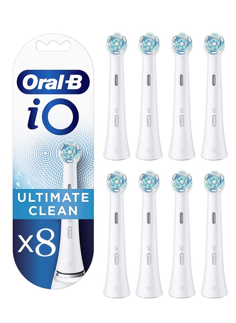 iO Ultimate Clean Replacement Brush Heads Refill for Electric Rechargeable, White, 8 Count White