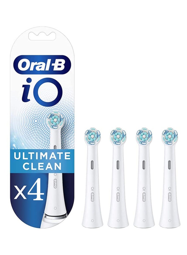 iO Ultimate Clean Replacement Brush Heads Refill for Electric Rechargeable, White, 4Count White