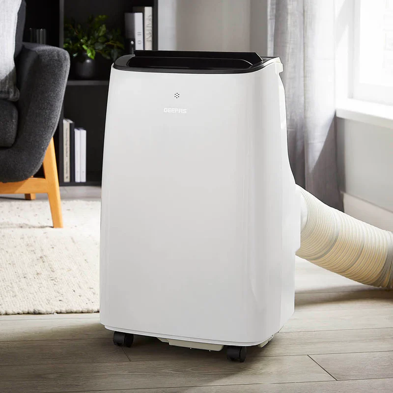 Geepas Portable Air Conditioner GACP9023CU| 9000 BTU| 3 Modes| 2 Speeds| Dehumidifier| Self-Evaporation| Digital Display| Remote Control, 24H Timer| Easy Move Wheels