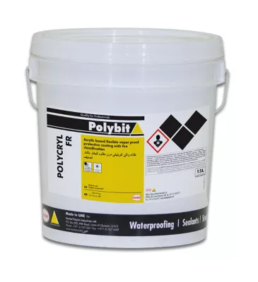 POLYBIT POLYCRYL FR
               
        
               Acrylic based, class A fire rated,  flexible vapor proof protective coating