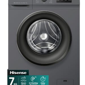 7Kg Front Loading Washing Machine, 1200RPM, 15 Wash Programs, Steam Wash, Quick Wash, Drum Clean, Delay End, Self-Diagnostic fault Finding, 7 kg WFVB7012MT Titanium