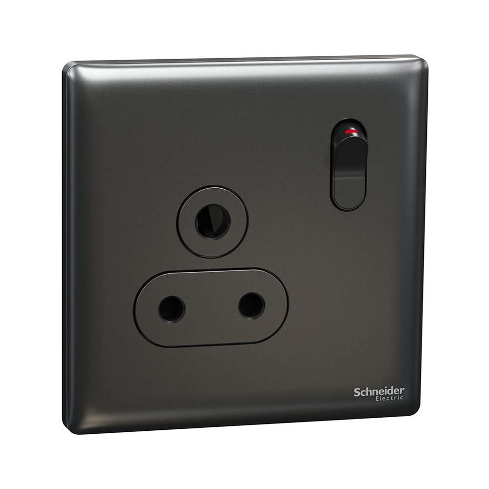 Schneider Electric UnicaX 5A 250V 1-Gang Socket, Dark Grey, Shuttered & Slim Front UAE