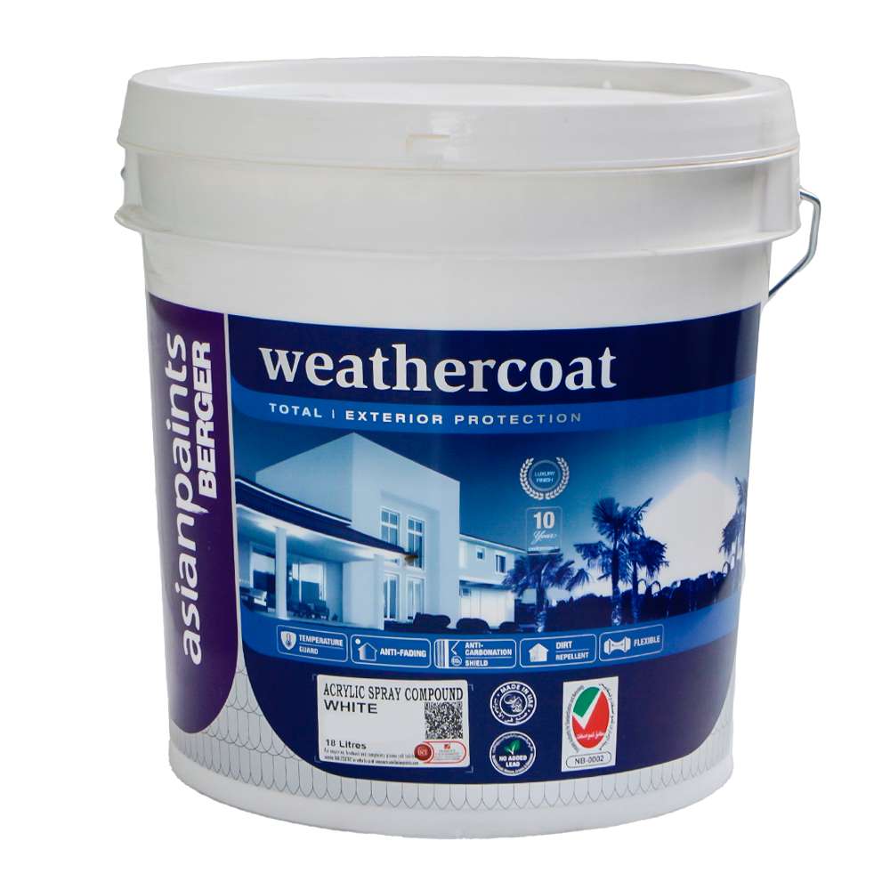 Asian Paints Berger, Weather Coat Acrylic Spray Compound, White - 18L - Buy Online at Price in UAE UAE